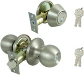 ProSource B3PB1-PS Deadbolt and Entry Lockset, Turnbutton Lock, Saturn Design, Satin Nickel, 3 Grade, Stainless Steel
